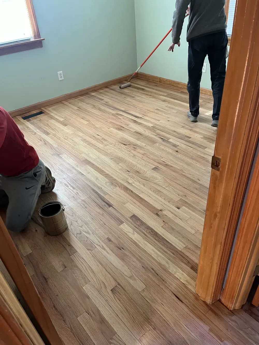 Applying finish to a sanded hardwood floor