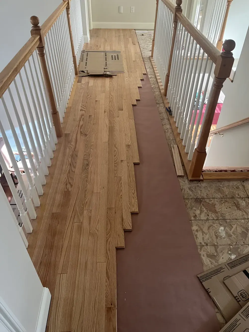 Crew installing flooring