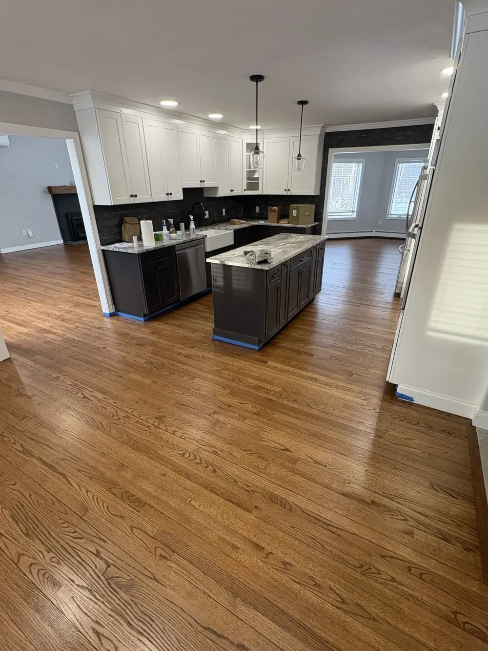 Finished hardwood floor installation