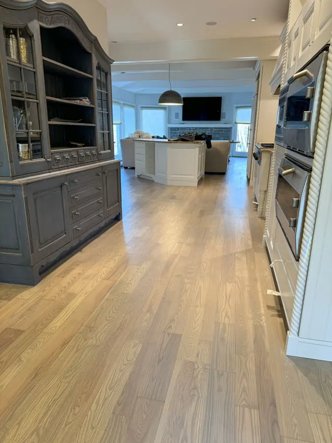 Newly installed hardwood floor in a Connecticut home